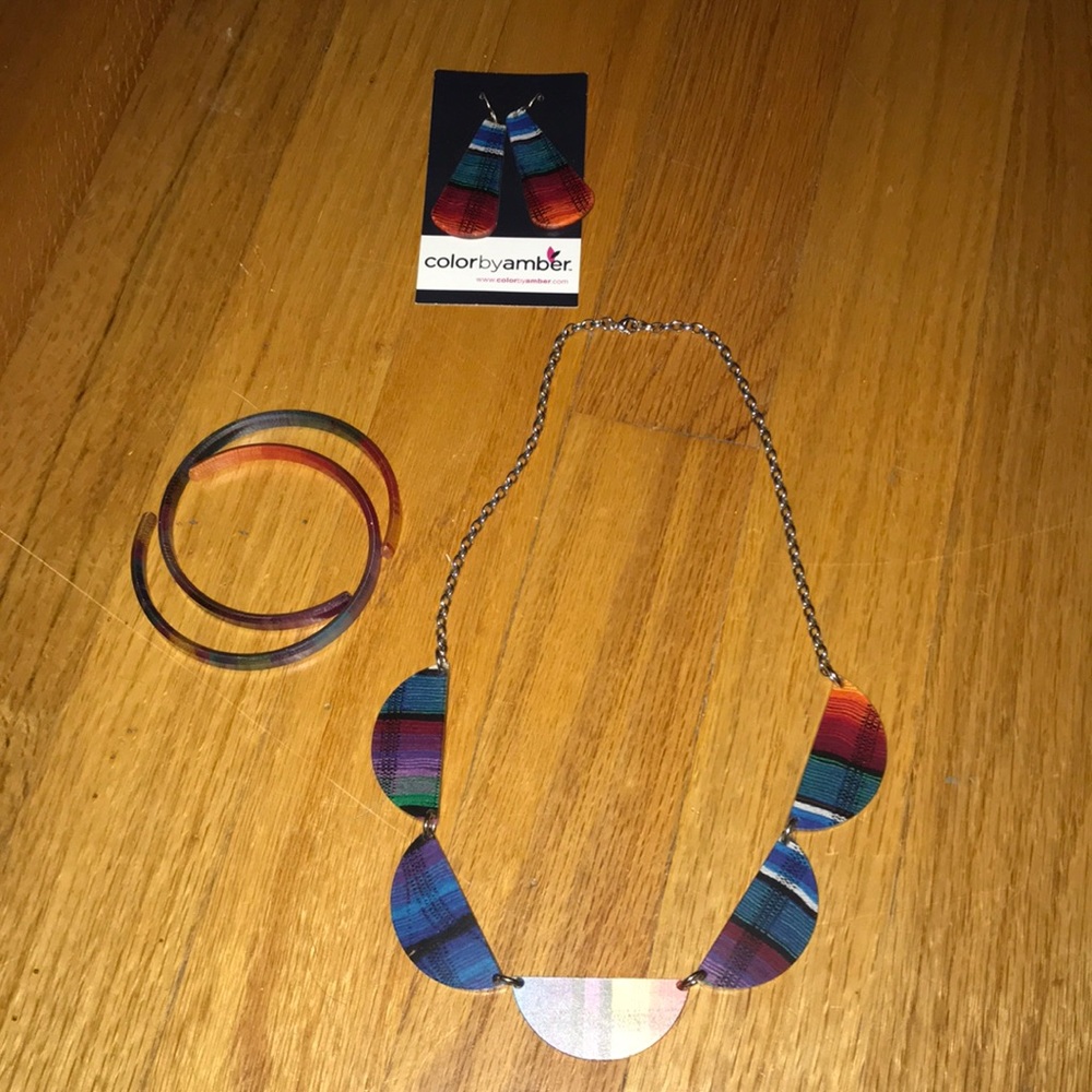 Necklace, two bracelets and earrings
